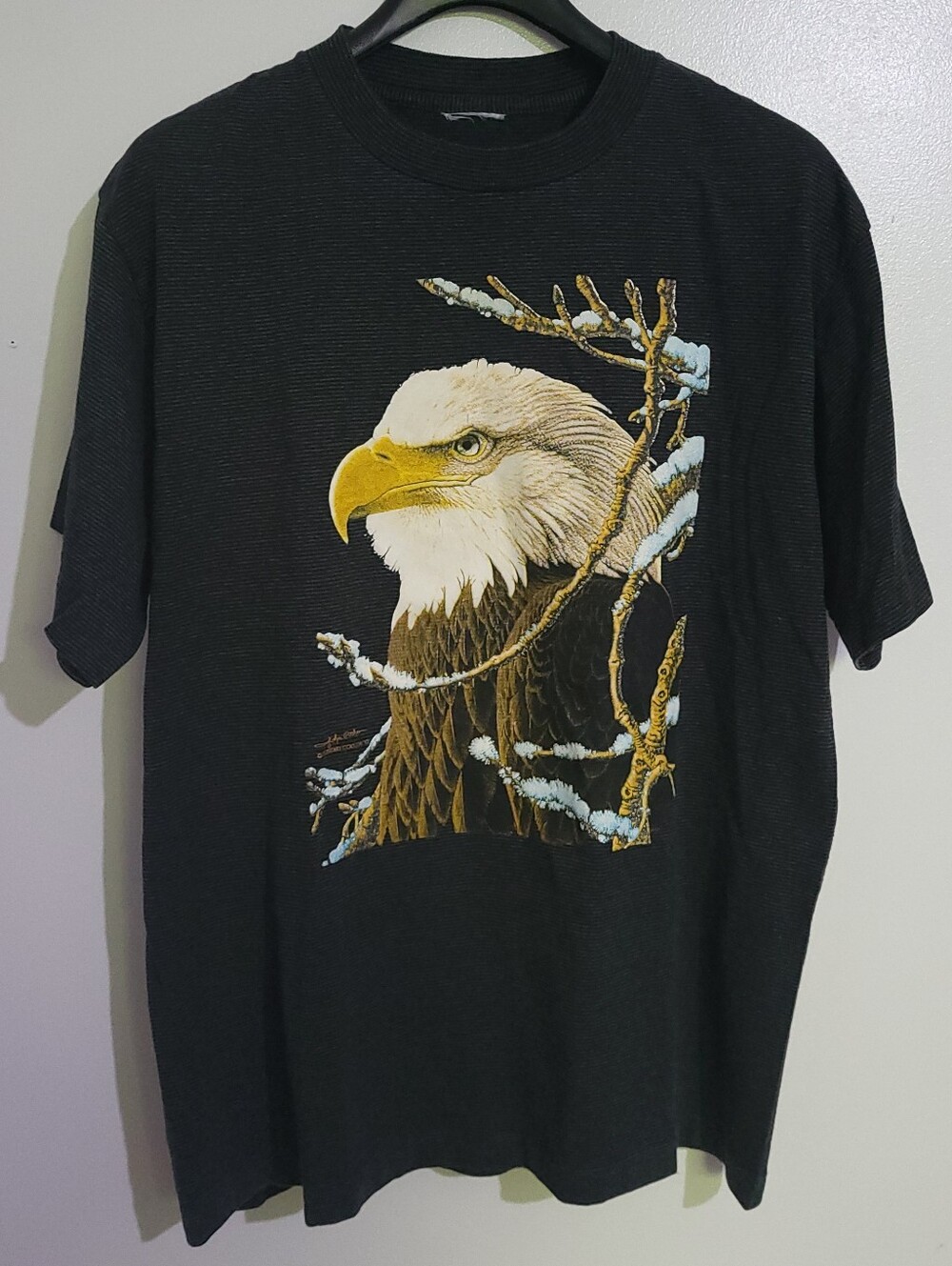 Vintage 1993 John Pitcher Bald Eagle Graphic Tee Size M Unisex